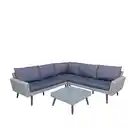 Bild 1 von 13tlg. Ecklounge-Set ALBANY aus Aluminium & Holz inkl. Polsterauflage, grau