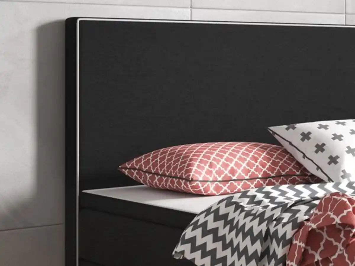 Bild 3 von Boxspringbett King Size 180x200 cm Webstoff Schwarz