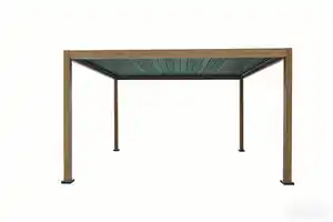 Aluminium-Pergola mit beweglicher Flügeltür und 4 Pfosten, ca. 3 x 4 M - Hellbraun