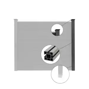 WPC Sichtschutzzaun CORTEZA - 3x Pfosten & Postkappe - Schwarz