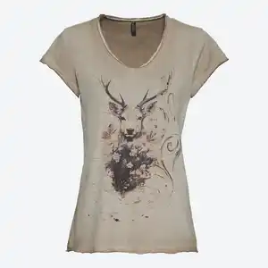Damen-Trachten-T-Shirt mit Hirsch-Motiv