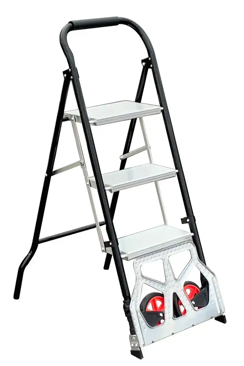 Bild 4 von 2 in 1 Transportkarre mit Trittleiter 3 Stufen Belastbarkeit Leiter:150kg / Karre:100kg