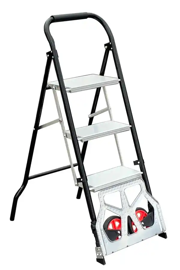 Bild 4 von 2 in 1 Transportkarre mit Trittleiter 3 Stufen Belastbarkeit Leiter:150kg / Karre:100kg