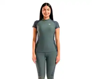 arena Damen-UV-Schutz-Rash-Allover-Kurzarm-Schwimmshirt