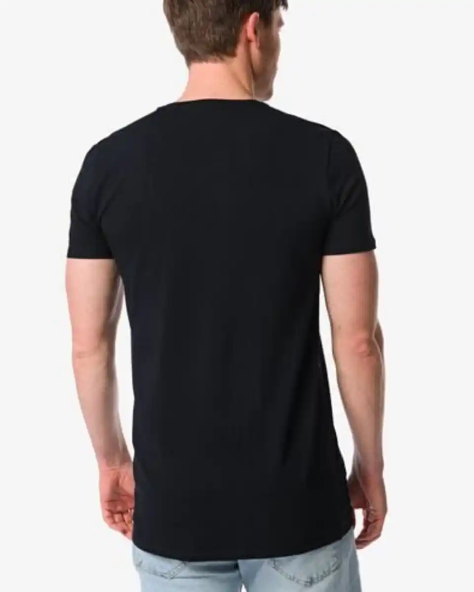 Bild 4 von Herren-T-Shirts, Slim Fit, V-Ausschnitt, extra lang – 2 Stück schwarz