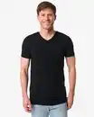 Bild 1 von Herren-T-Shirts, Slim Fit, V-Ausschnitt, extra lang – 2 Stück schwarz