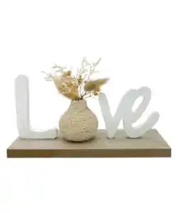 Deko-Schriftzug mit Vase, weiß