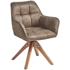 Livetastic Armlehnstuhl, Braun, Eiche, Holz, Textil, Eiche, massiv, Drehkreuz, 61x85x63 cm, Sitzfläche 360° drehbar, Esszimmer, Stühle, Esszimmerstühle, Armlehnenstühle