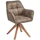 Bild 1 von Livetastic Armlehnstuhl, Braun, Eiche, Holz, Textil, Eiche, massiv, Drehkreuz, 61x85x63 cm, Sitzfläche 360° drehbar, Esszimmer, Stühle, Esszimmerstühle, Armlehnenstühle