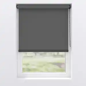 Verdunkelungsrollo Bella, Anthrazit, Textil, Uni, 130x190 cm, Länge universell einstellbar, gleichfarbige Rückseite, Alu-Unterleiste, Wohntextilien, Rollos & Jalousien, Rollos