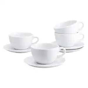 Creatable Tassenset Bistrot Weiss, Weiß, Keramik, 8-teilig, 280 ml, Kaffee & Tee, Tassen, Kaffeetassen-Sets
