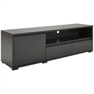Carryhome Lowboard, Anthrazit, Holzwerkstoff, 1 Fächer, 2 Schublade(n) Schubladen, 180x55x48 cm, Beimöbel erhältlich, stehend, Wohnzimmer, Wohnwände, Lowboards, Lowboards stehend