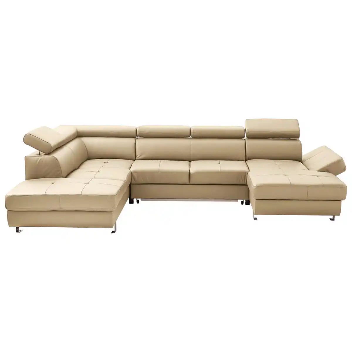 Bild 1 von Stylife Wohnlandschaft, Ecru, Textil, Leder, Kombination Echtleder/Lederlook, Rindleder, 6-Sitzer, U-Form, 327x212 cm, Goldenes M, Lederauswahl, Stoffauswahl, seitenverkehrt erhältlich, Bettfunktion