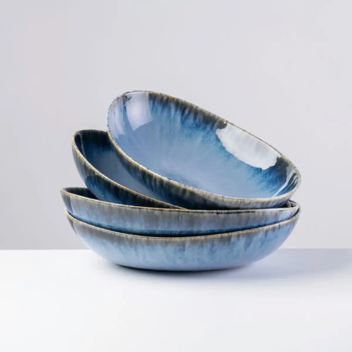 Bild 1 von Gipfelstück Schüsselset Wilde Schlucht, Blau, Keramik, 4-teilig, oval, 5.5 cm, Grüner Punkt, Made in Europe, lebensmittelecht, Essen & Trinken, Geschirr, Schalen & Schüsseln, Schüsselset