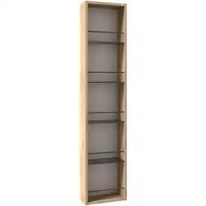Voglauer Badezimmerregal Vlacera, Taupe, Wildeiche, Glas, Wildeiche, massiv, 4 Fächer, 35x160x16 cm, Typenauswahl, hängend, in verschiedenen Größen erhältlich, Badezimmer, Badezimmerregale, Badr