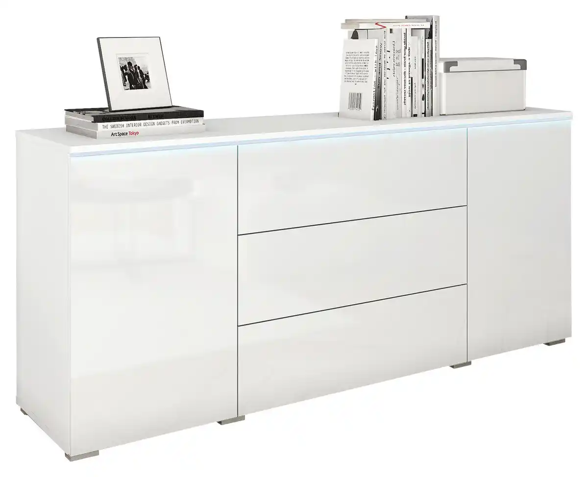 Bild 1 von Sideboard Vera mit LED ca. 150 cm Weiß, Weiß Hochglanz