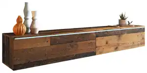 Lowboard ca. 180x30 cm mit LED Eiche Old Vintage, Alteiche