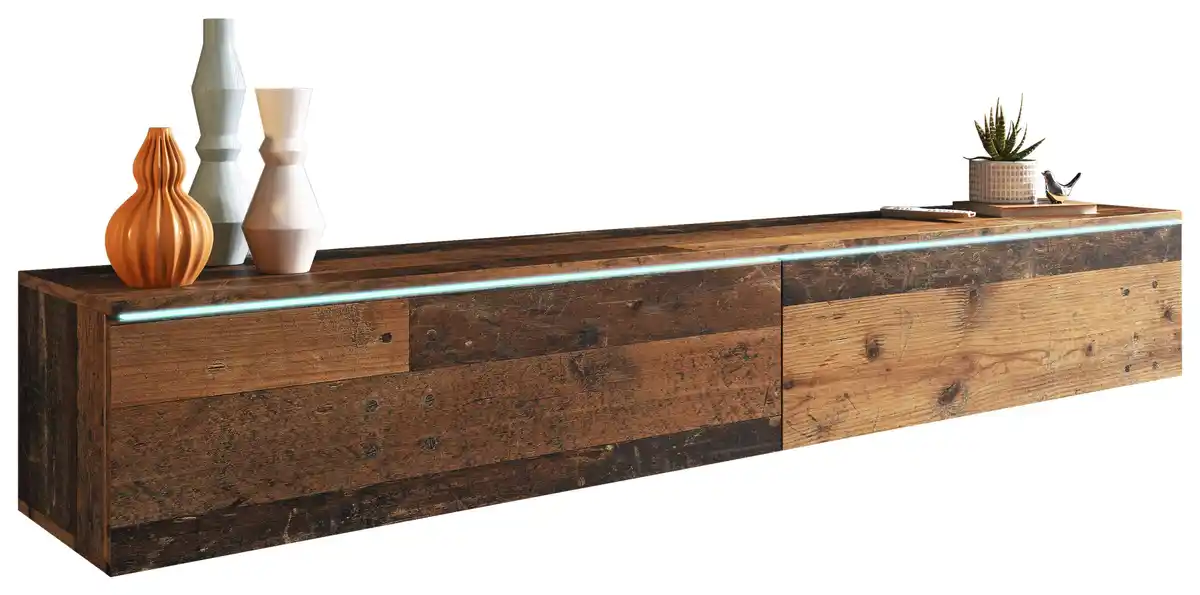 Bild 1 von Lowboard ca. 180x30 cm mit LED Eiche Old Vintage, Alteiche
