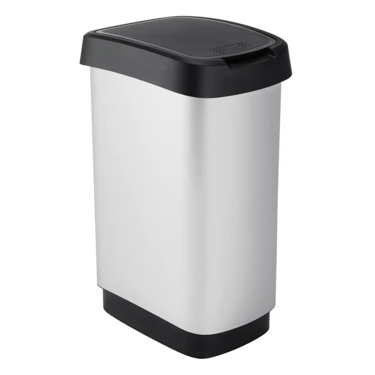 Bild 1 von Rotho Abfalleimer Twist, Schwarz, Silber, Kunststoff, 25 L, 25.2x47.6x33.3 cm, Reach, DIN EN ISO 14001, DIN EN ISO 9001, Küchen, Küchenausstattung, Mülleimer