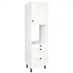 Nobilia Geräteumbauschrank Cascada, Weiß, Metall, 1 Fächer, 3 Schublade(n) Schubladen, nur wie online abgebildet bestellbar, 60x216.6x58 cm, Pefc, Goldenes M, Made in Germany, DGM-Klimapakt, Küch
