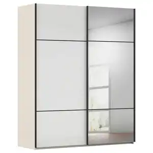 Novel Schwebetürenschrank Covalo, Weiß, Champagner, Metall, 7 Fächer, 162x223x68 cm, Blauer Engel, Goldenes M, BQ - Bündnis für Qualität, Made in Germany, Typenauswahl, umfangreiches Zubehör e