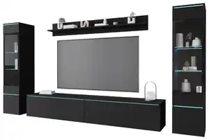 Wohnwand Vera 4-tlg. ca. 240x130 cm Schwarz, Graphitfarben