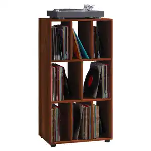 Mid.you Schallplattenregal, Nussbaum, Holzwerkstoff, Holzoptik, 2 Fächer, 60x115x36 cm, Wohnzimmer, Regale, CD & DVD-Regale