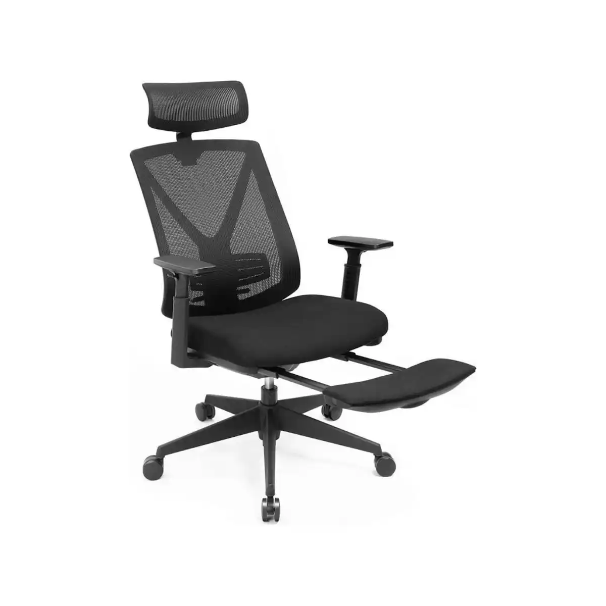 Bild 1 von Boxxx Drehstuhl, Schwarz, Textil, Sternfuß, 68.5x133x70 cm, Rückenlehne in S-Form, Sitzfläche 360° drehbar, inklusive Armlehnen, ergonomische Rückenlehne, ausziehbare Fußstütze, Arbeitszimmer,