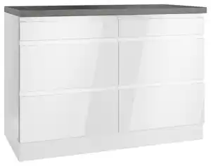 Küchenunterschrank Monza ca. 120x86 cm Weiß/Grau, Grau, Weiß, Weiß Hochglanz