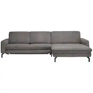 Carryhome Ecksofa, Anthrazit, Textil, 3-Sitzer, Ottomane rechts, L-Form, 302x178 cm, Goldenes M, Made in EU, Stoffauswahl, seitenverkehrt erhältlich, Bettfunktion Hocker Rücken echt, Wohnzimmer, So
