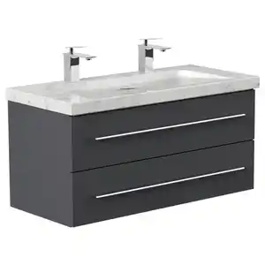 Mid.you Waschtischkombi, Graphit, Metall, 2 Schublade(n) Schubladen, 100 cm, hängend, Badezimmer, Waschbecken & Armaturen, Waschtische