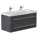 Bild 1 von Mid.you Waschtischkombi, Graphit, Metall, 2 Schublade(n) Schubladen, 100 cm, hängend, Badezimmer, Waschbecken & Armaturen, Waschtische