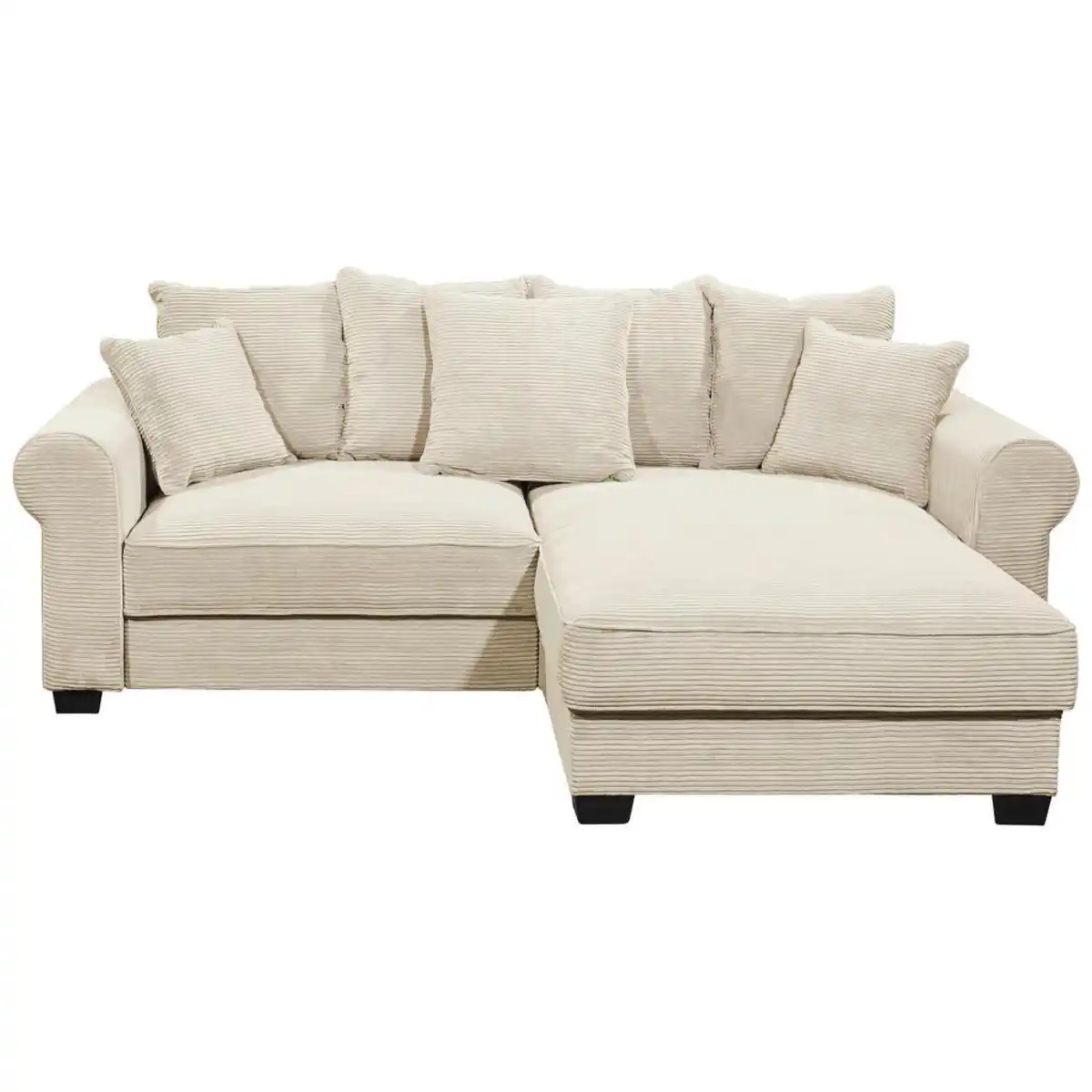 Bild 1 von Hom`in Ecksofa, Creme, Textil, 2-Sitzer, Füllung: Polyester, Ottomane rechts, seitenverkehrt montierbar, L-Form, 255x185 cm, Rücken echt, Wohnzimmer, Sofas & Couches, Wohnlandschaften, Ecksofas