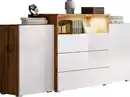 Bild 1 von Sideboard Urban III mit LED ca. 150x69 cm Weiß/Eiche Wotan, Eiche Wotan, Weiß Hochglanz