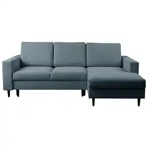 Mid.you Ecksofa, Dunkelgrau, Textil, Buche, Hartholz, 3-Sitzer, Füllung: Polyurethan (Pur), Silikon, Ottomane rechts, L-Form, 230x145 cm, Made in EU, Liegefunktion, seitenverkehrt erhältlich, Rück