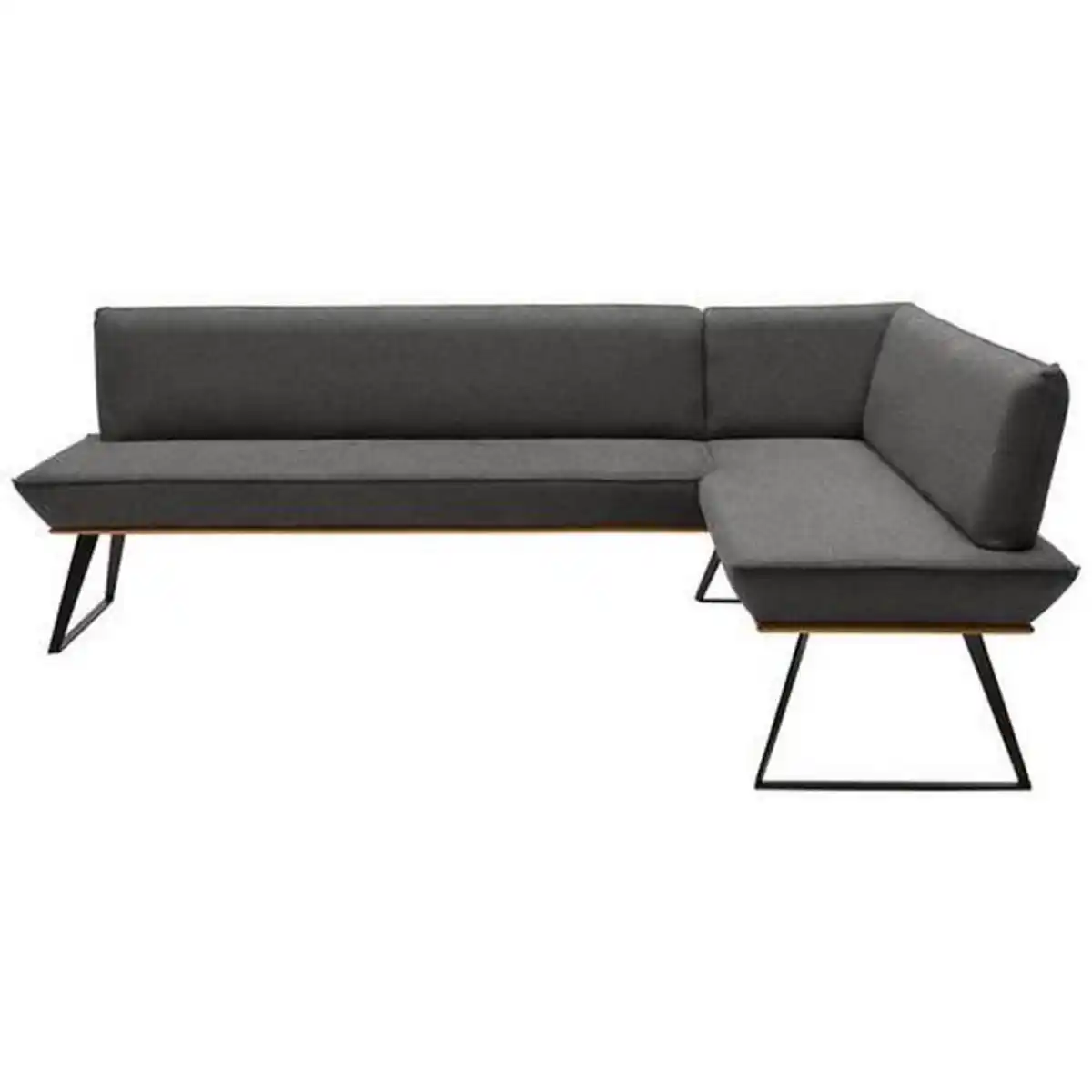 Bild 1 von Voleo Eckbank, Schwarz, Eiche, Dunkelgrau, Holz, Metall, Textil, Eiche, massiv, 5-Sitzer, Eckteil, L-Form, 243x163 cm, Stoffauswahl, Typenauswahl, seitenverkehrt erhältlich, mit Rückenlehne, in ver