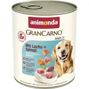 animonda GranCarno Original Nassfutter Hund Adult, Lachs und Spinat 6x800 g