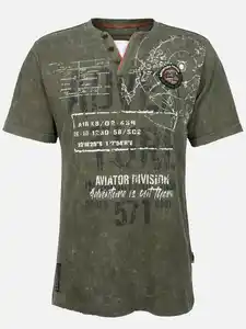 Herren Henleyshirt mit Print Grün