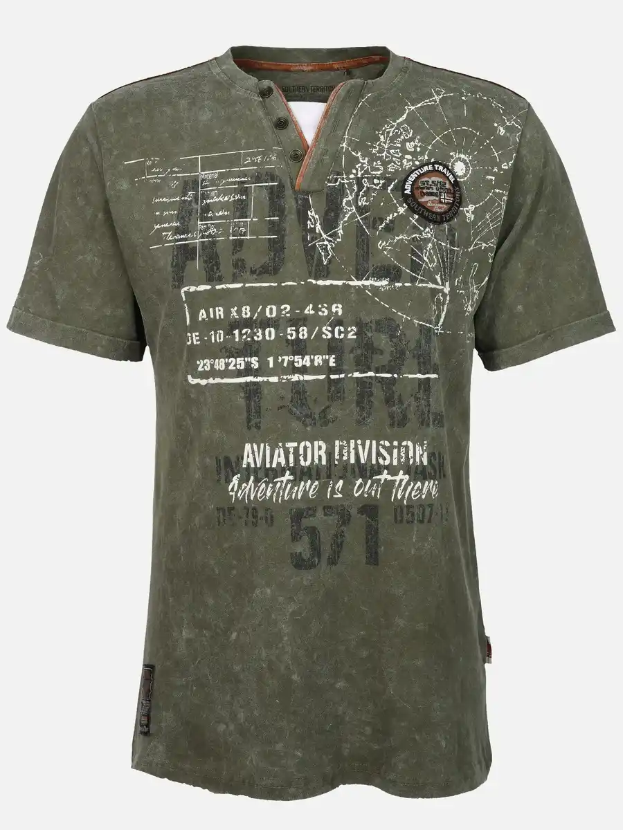 Bild 1 von Herren Henleyshirt mit Print Grün