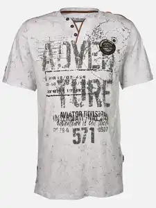 Herren Henleyshirt mit Print Weiß