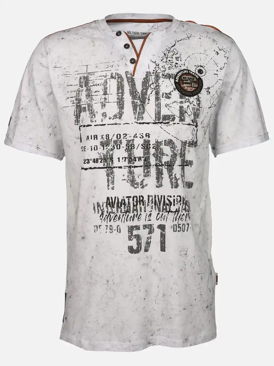Bild 1 von Herren Henleyshirt mit Print Weiß