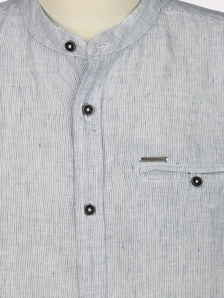 Bild 3 von Herren Leinenhemd mit Stehkragen Blau