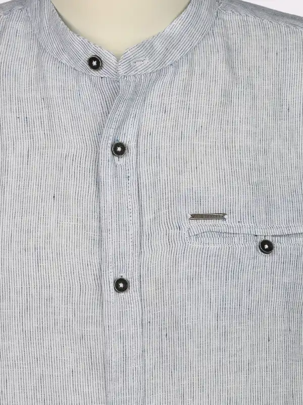 Bild 3 von Herren Leinenhemd mit Stehkragen Blau