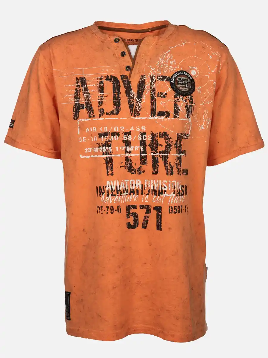 Bild 1 von Herren Henleyshirt mit Print Orange