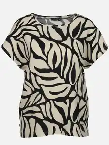 Damen Shirt mit Musterprint Beige