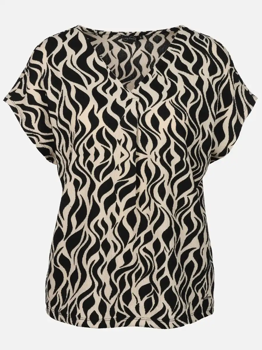 Bild 1 von Damen Crepe Shirt mit Alloverprint Schwarz