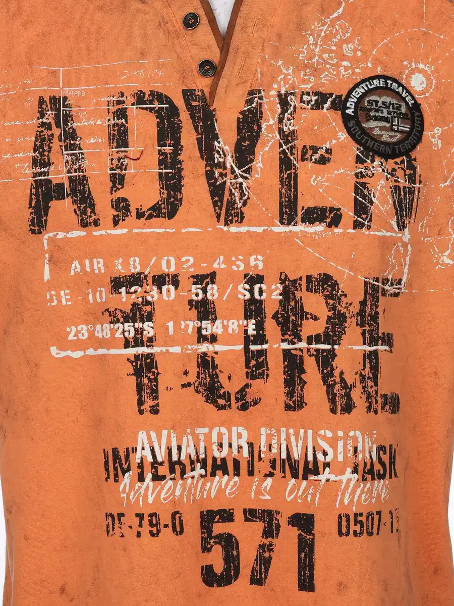 Bild 3 von Herren Henleyshirt mit Print Orange