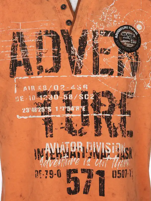 Bild 3 von Herren Henleyshirt mit Print Orange