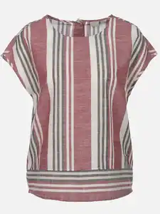 Damen Schlupfbluse mit Streifen Rot