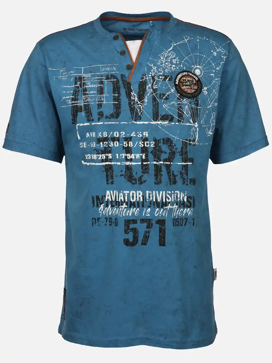 Bild 1 von Herren Henleyshirt mit Print Blau